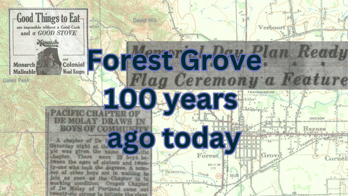 1925 in Forest Grove: An 86 foot tall flagpole raised for Memorial Day