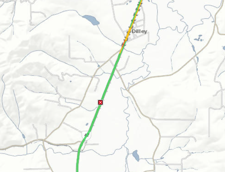 Highway 47 closed south of Dilley for crash