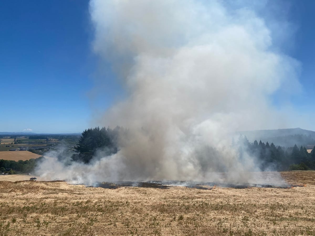 Field fire extinguished on Plum Hill Lane